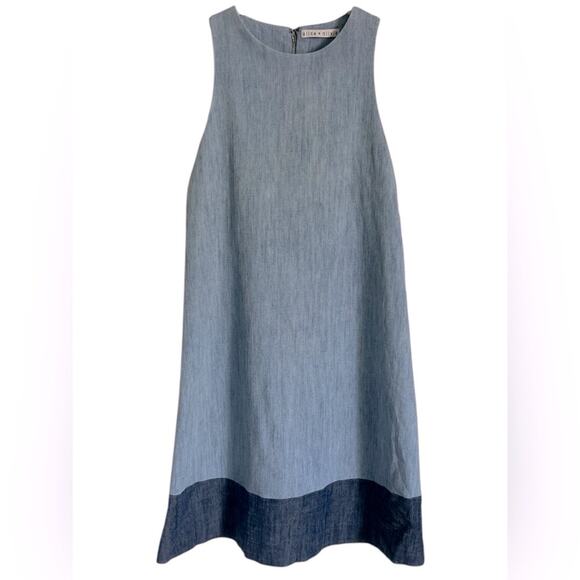 Alice + Olivia Chambray Linen Shift Dress Size XS Blue - Picture 3 of 9